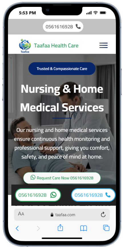 عرض موبايل موقع مركز تعافي للعلاج الطبيعي واعادة التأهيل